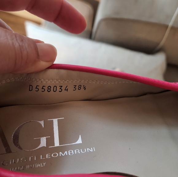 AGL Women's Red Ballet Flats with Snakeskin Toe - Picture 8 of 9